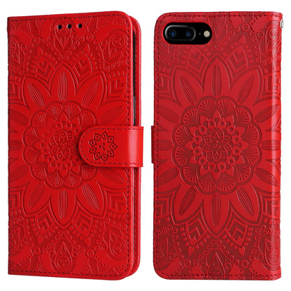 iPhone 7 Plus Sunflower Embossed Leather Wallet Phone Case with Kickstand and Card Holder