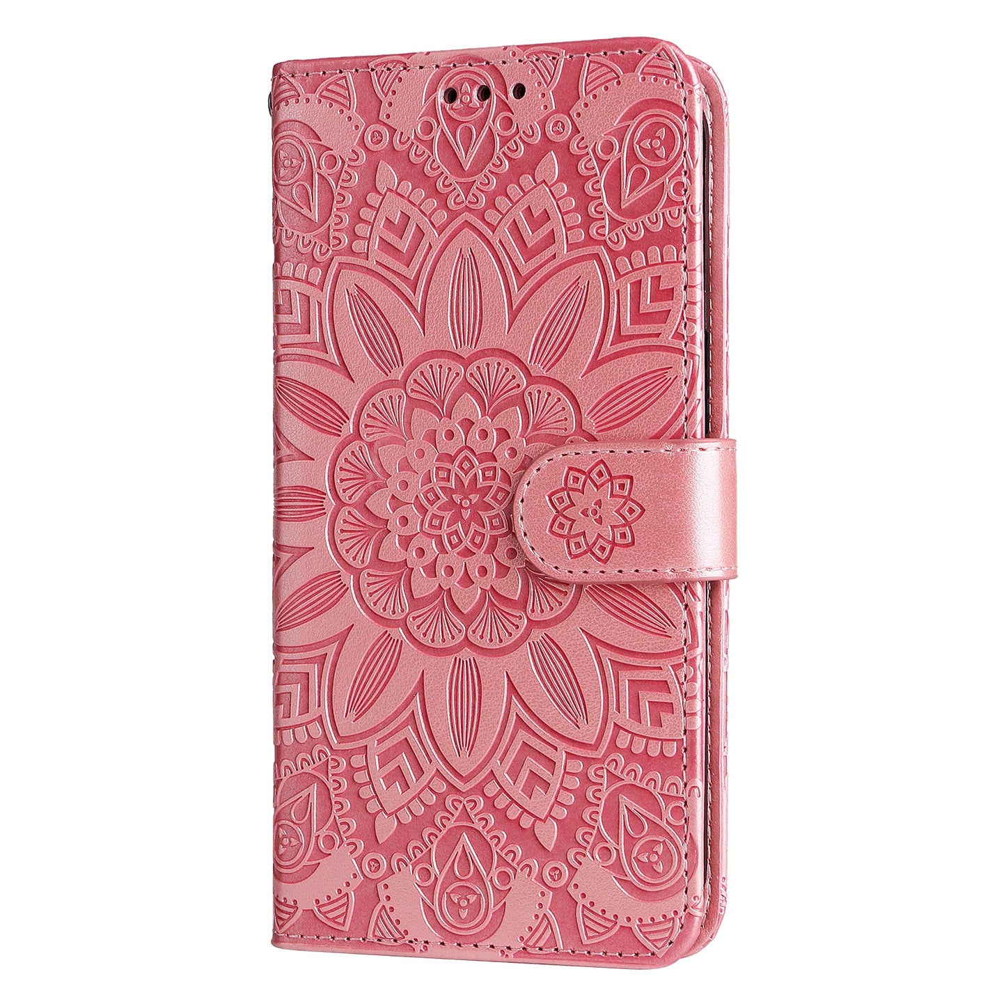 Xiaomi Redmi 9A Sunflower Embossed Leather Wallet Phone Case with Kickstand and Card Holder