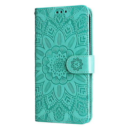 Xiaomi Redmi 9A Sunflower Embossed Leather Wallet Phone Case with Kickstand and Card Holder