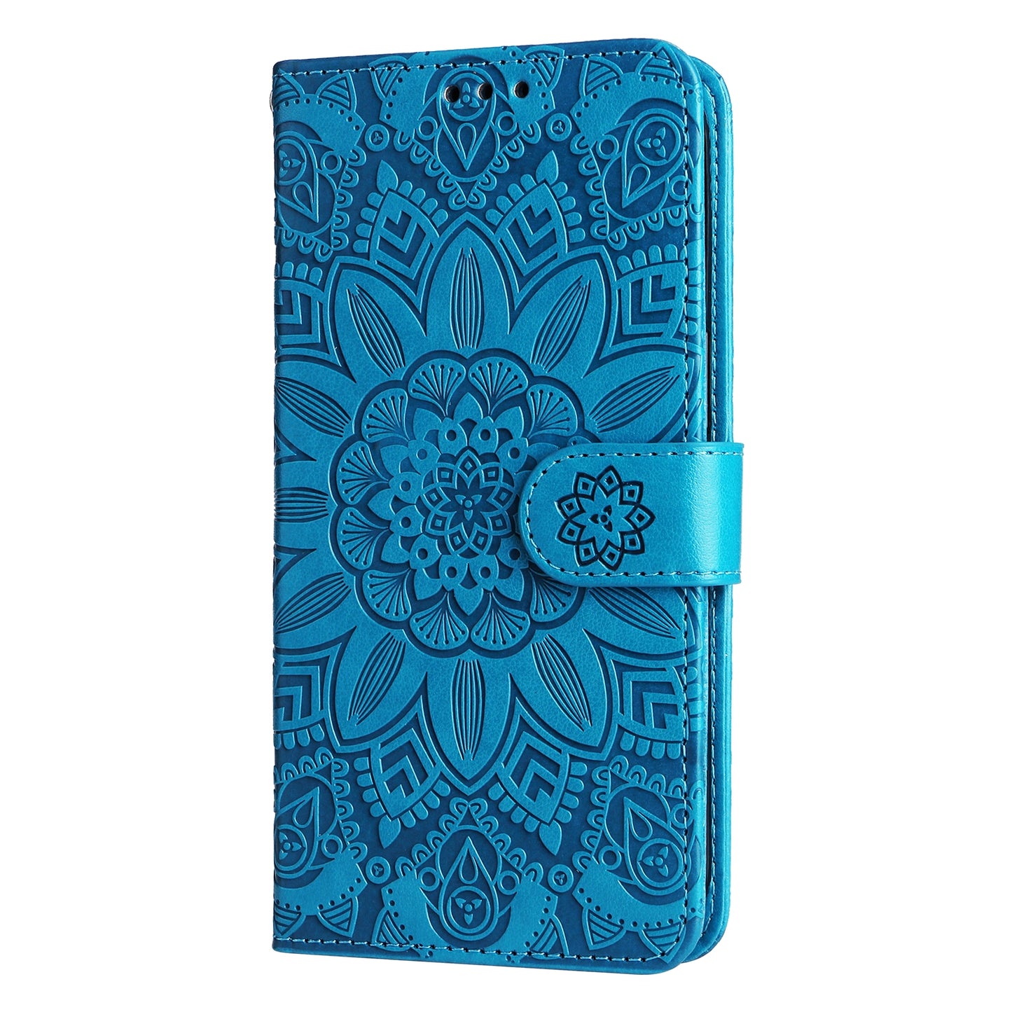 Xiaomi Redmi 9A Sunflower Embossed Leather Wallet Phone Case with Kickstand and Card Holder