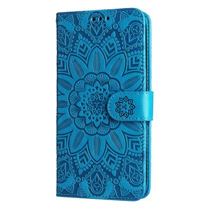 Xiaomi Redmi 9A Sunflower Embossed Leather Wallet Phone Case with Kickstand and Card Holder