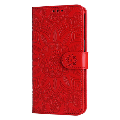 Xiaomi Redmi 9A Sunflower Embossed Leather Wallet Phone Case with Kickstand and Card Holder