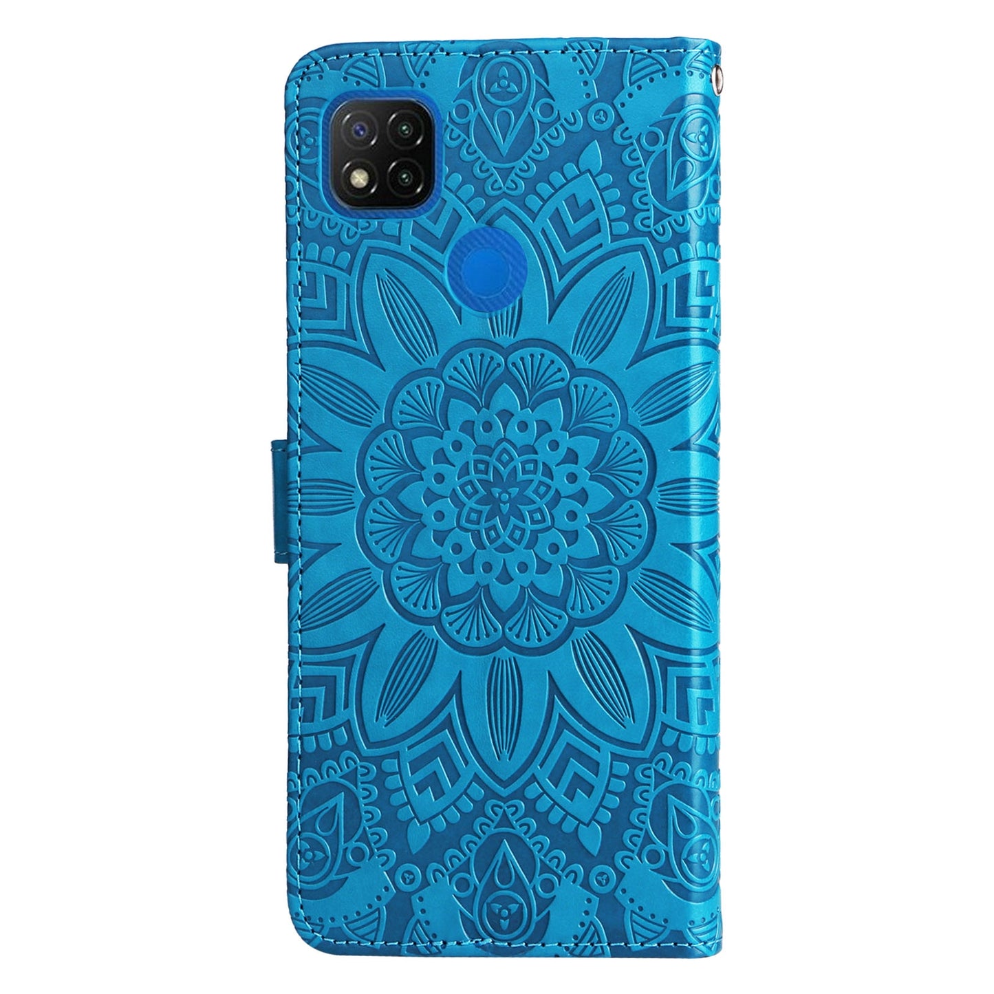 Xiaomi Redmi 9C Sunflower Embossed Leather Wallet Phone Case with Kickstand and Card Holder