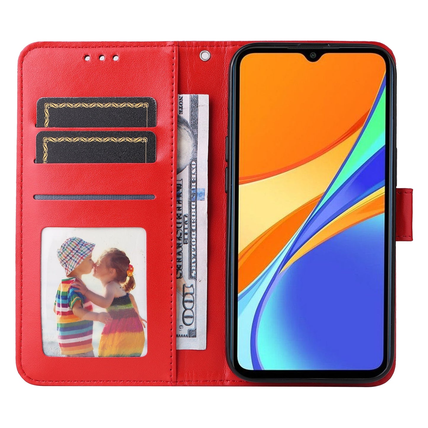 Xiaomi Redmi 9C Sunflower Embossed Leather Wallet Phone Case with Kickstand and Card Holder