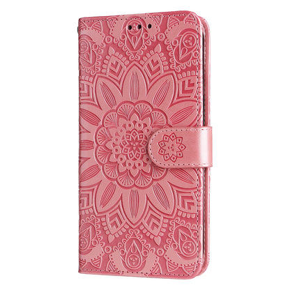 Xiaomi Redmi 10C 4G Sunflower Embossed Leather Wallet Phone Case with Kickstand and Card Holder