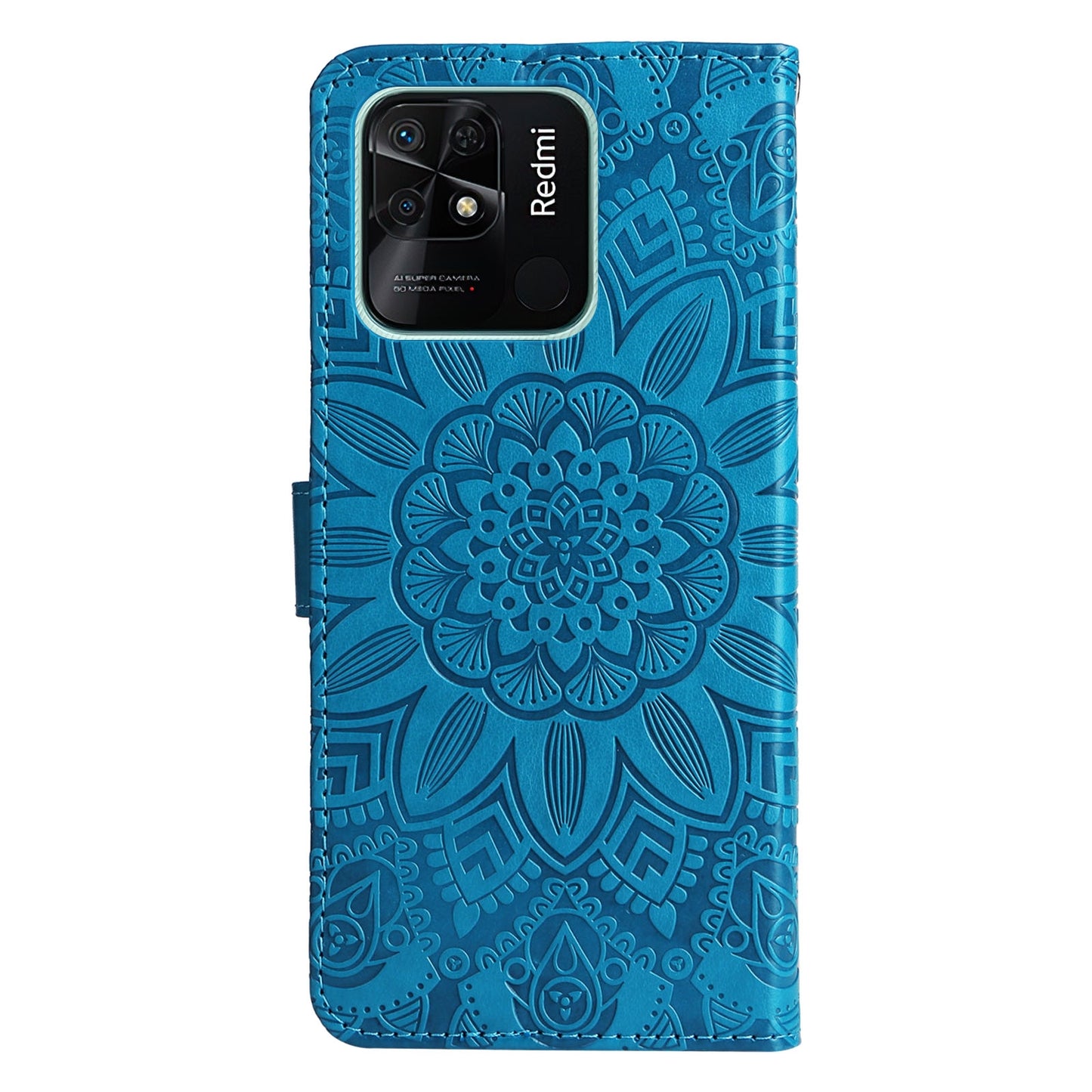 Xiaomi Redmi 10C 4G Sunflower Embossed Leather Wallet Phone Case with Kickstand and Card Holder