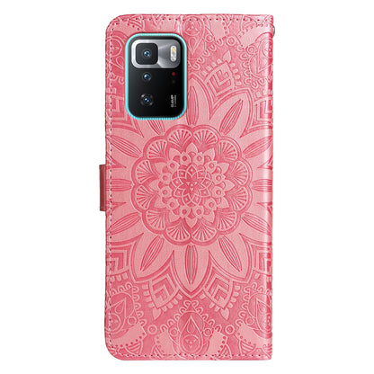 Xiaomi Redmi Note 10 Pro 5G Sunflower Embossed Leather Wallet Phone Case with Kickstand and Card Holder