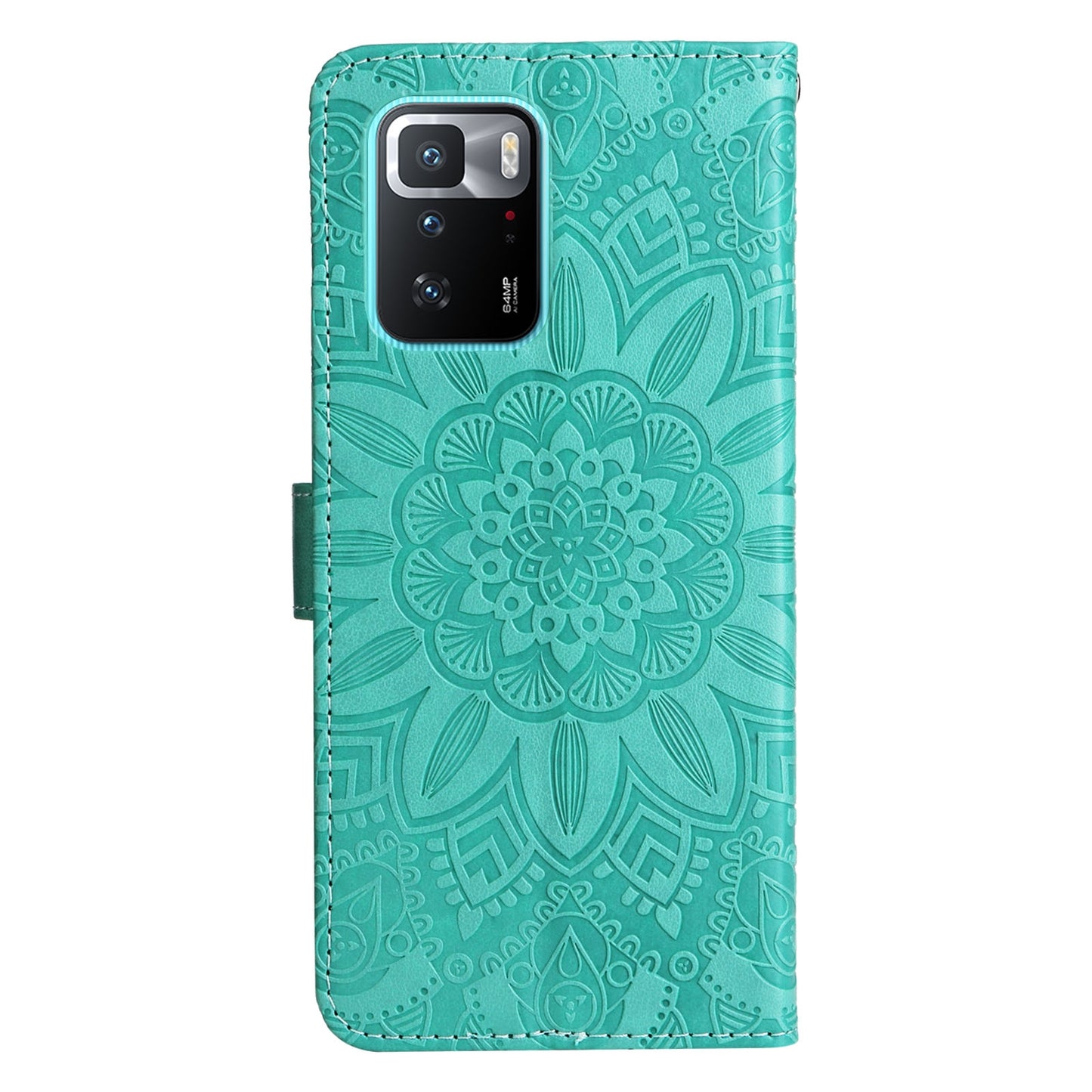 Xiaomi Redmi Note 10 Pro 5G Sunflower Embossed Leather Wallet Phone Case with Kickstand and Card Holder