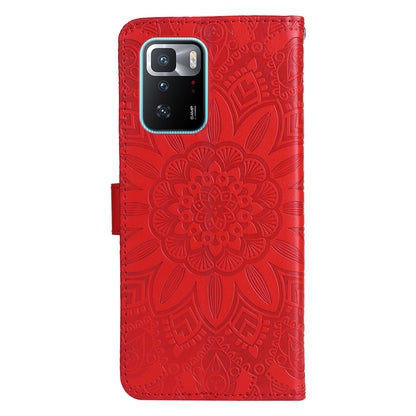 Xiaomi Redmi Note 10 Pro 5G Sunflower Embossed Leather Wallet Phone Case with Kickstand and Card Holder