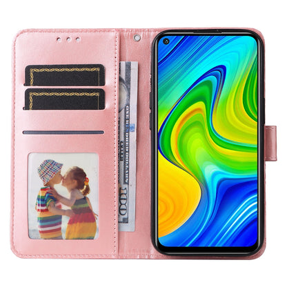 Xiaomi Redmi Note 9 4G Sunflower Embossed Leather Wallet Phone Case with Kickstand and Card Holder