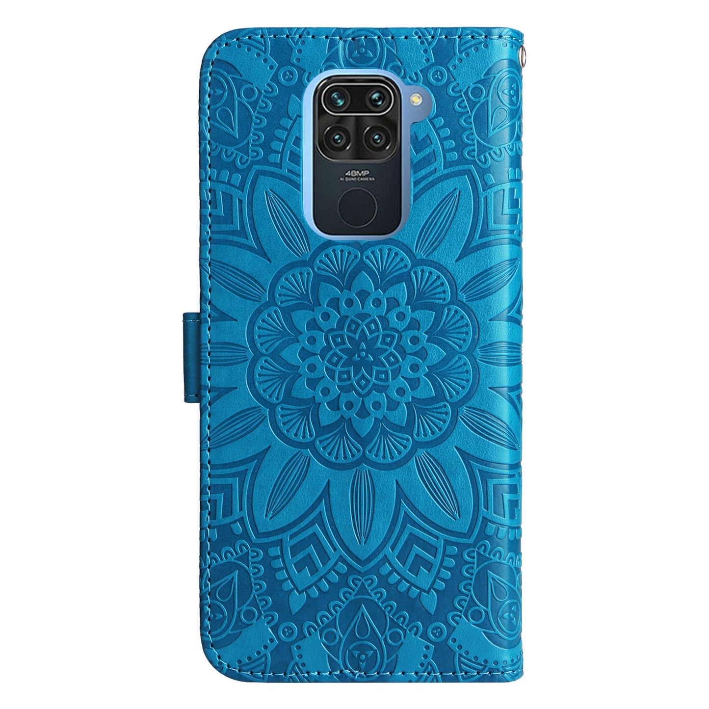 Xiaomi Redmi Note 9 4G Sunflower Embossed Leather Wallet Phone Case with Kickstand and Card Holder