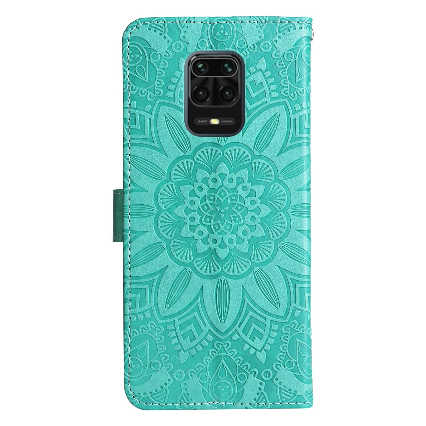 Xiaomi Redmi Note 9S Sunflower Embossed Leather Wallet Phone Case with Kickstand and Card Holder