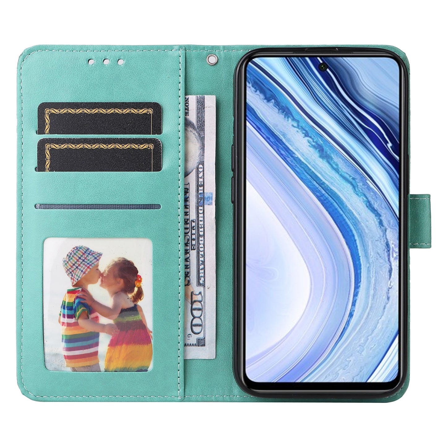 Xiaomi Redmi Note 9S Sunflower Embossed Leather Wallet Phone Case with Kickstand and Card Holder