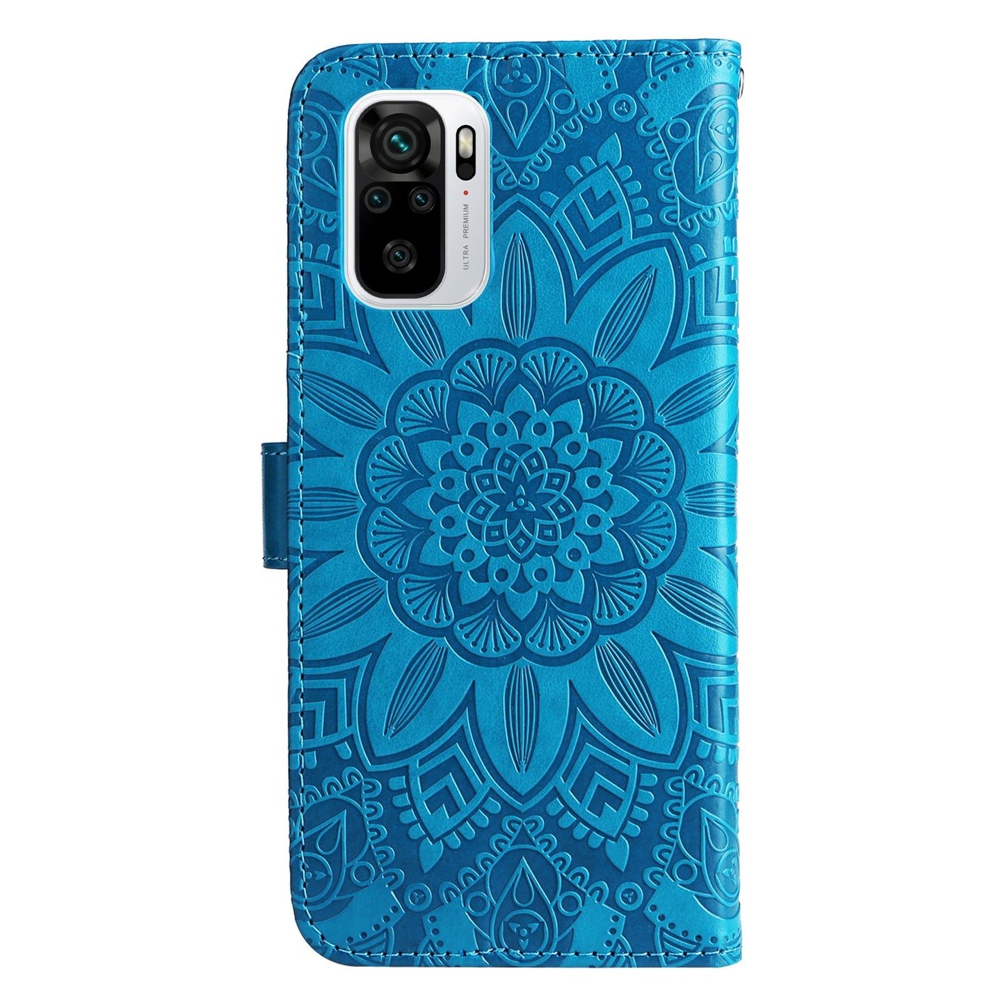 Xiaomi Redmi Note 10 4G Sunflower Embossed Leather Wallet Phone Case with Kickstand and Card Holder