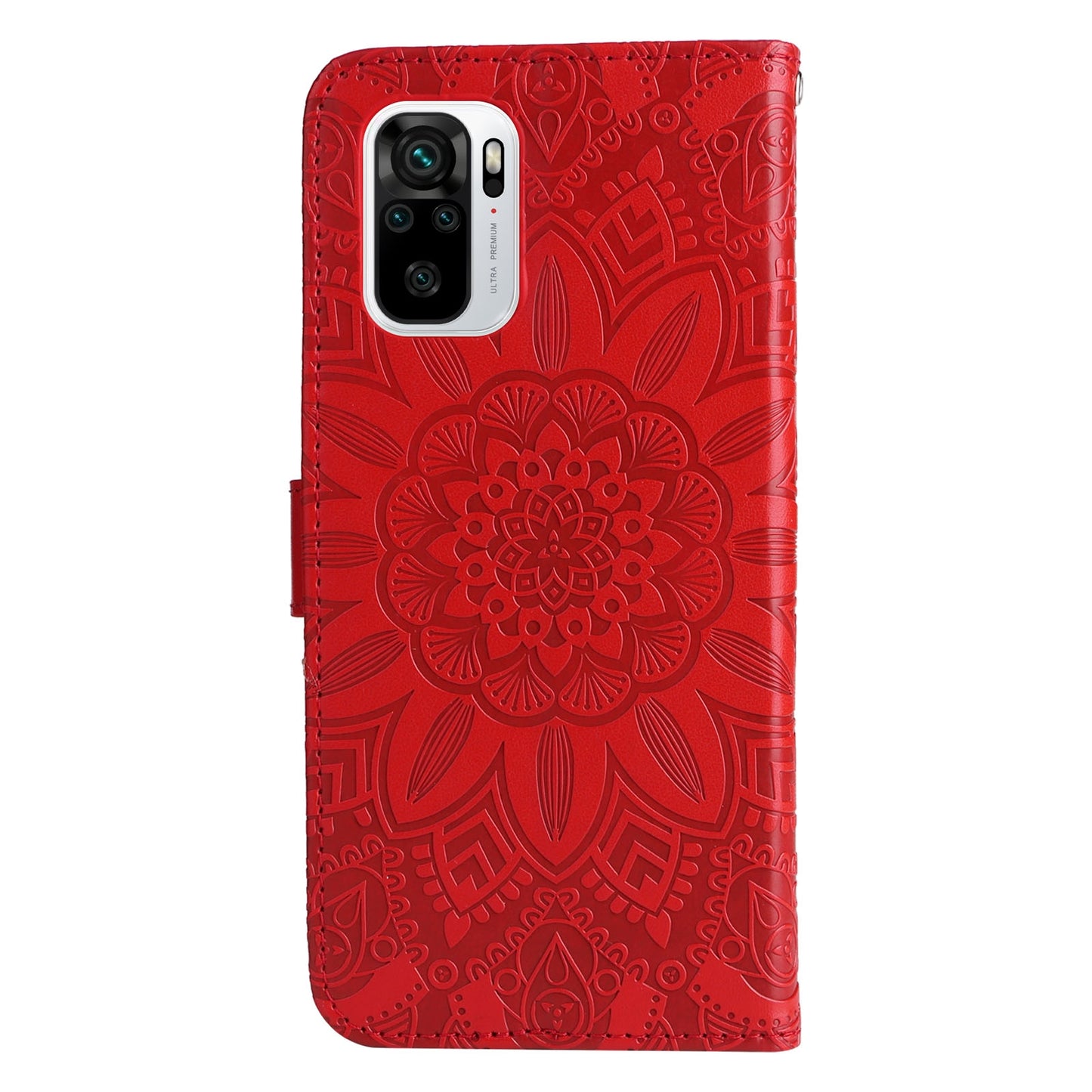 Xiaomi Redmi Note 10 4G Sunflower Embossed Leather Wallet Phone Case with Kickstand and Card Holder