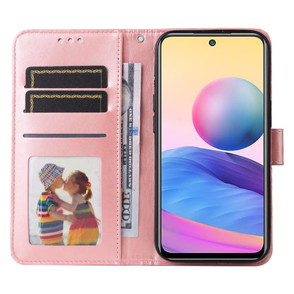 Xiaomi Redmi Note 10 5G Sunflower Embossed Leather Wallet Phone Case with Kickstand and Card Holder