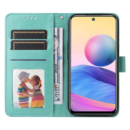 Xiaomi Redmi Note 10 5G Sunflower Embossed Leather Wallet Phone Case with Kickstand and Card Holder