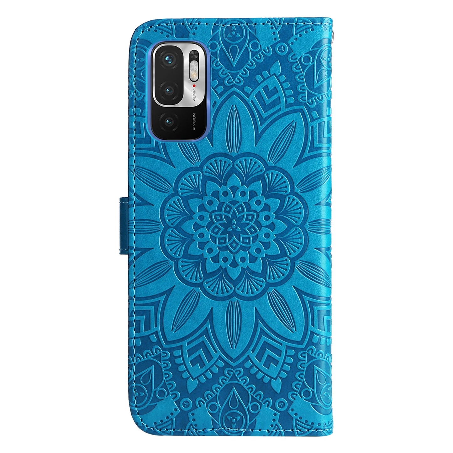 Xiaomi Redmi Note 10 5G Sunflower Embossed Leather Wallet Phone Case with Kickstand and Card Holder