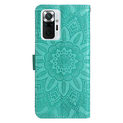 Xiaomi Redmi Note 10 Pro Sunflower Embossed Leather Wallet Phone Case with Kickstand and Card Holder