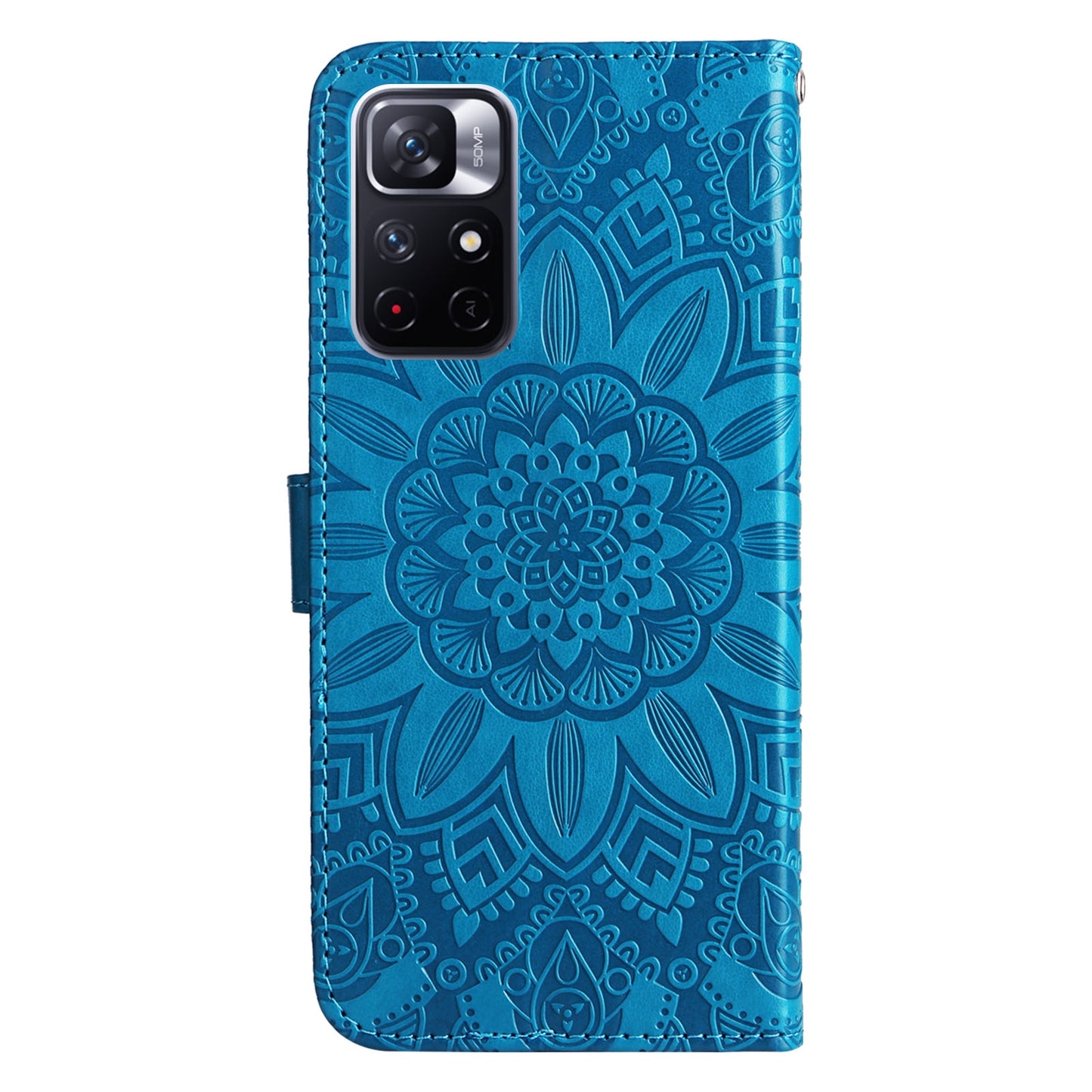 Xiaomi Redmi Note 11 5G Sunflower Embossed Leather Wallet Phone Case with Kickstand and Card Holder