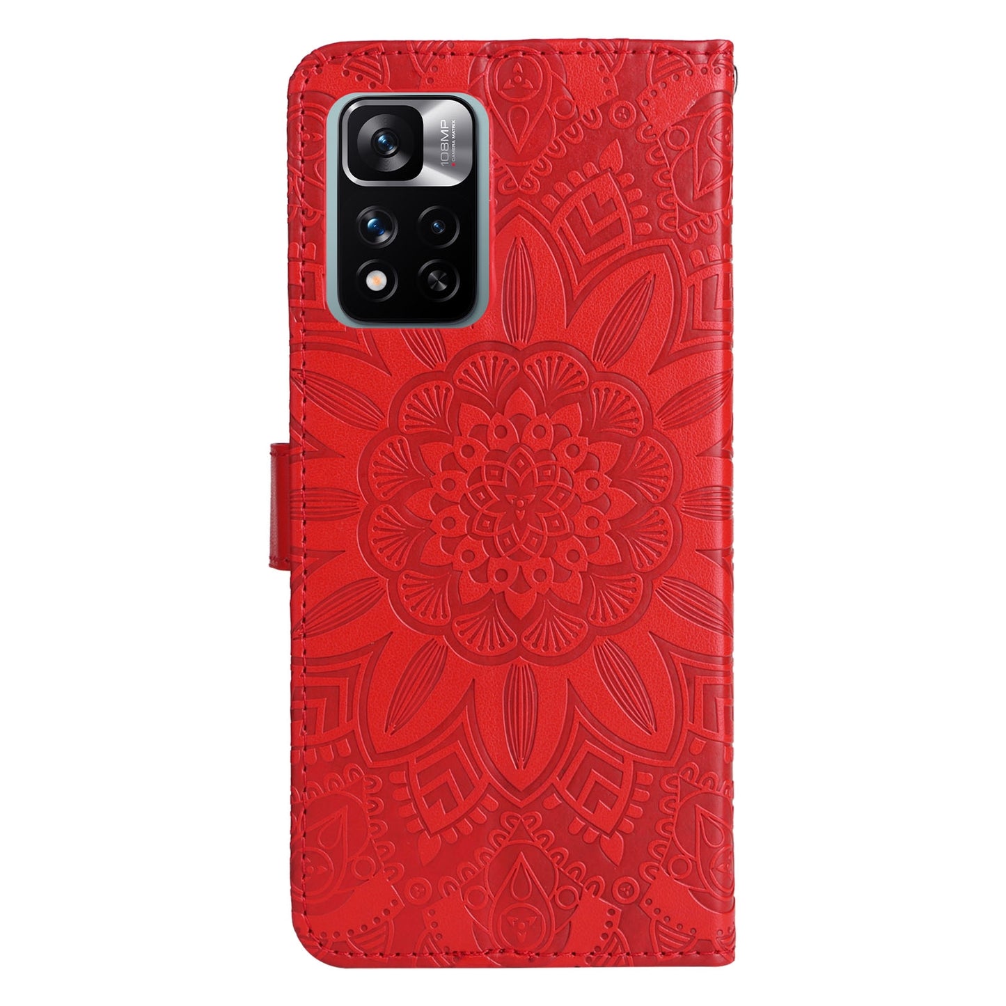 Xiaomi Redmi Note 11E Sunflower Embossed Leather Wallet Phone Case with Kickstand and Card Holder