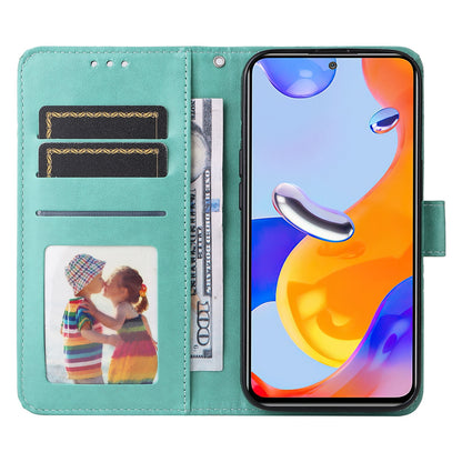 Xiaomi Redmi Note 11 Pro 5G Sunflower Embossed Leather Wallet Phone Case with Kickstand and Card Holder