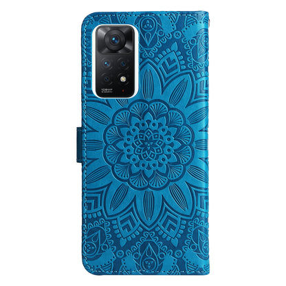 Xiaomi Redmi Note 11 Pro 5G Sunflower Embossed Leather Wallet Phone Case with Kickstand and Card Holder