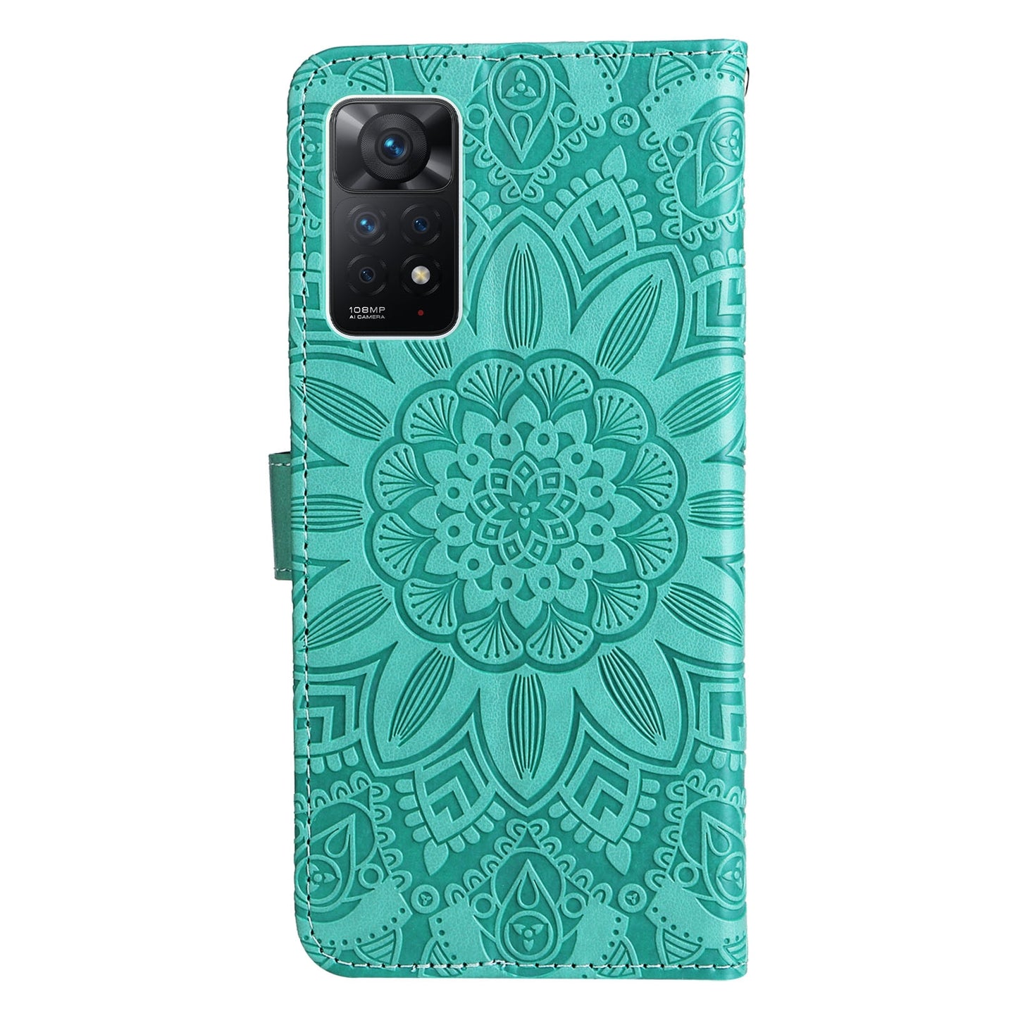 Xiaomi Redmi Note 11 Pro 4G Sunflower Embossed Leather Wallet Phone Case with Kickstand and Card Holder