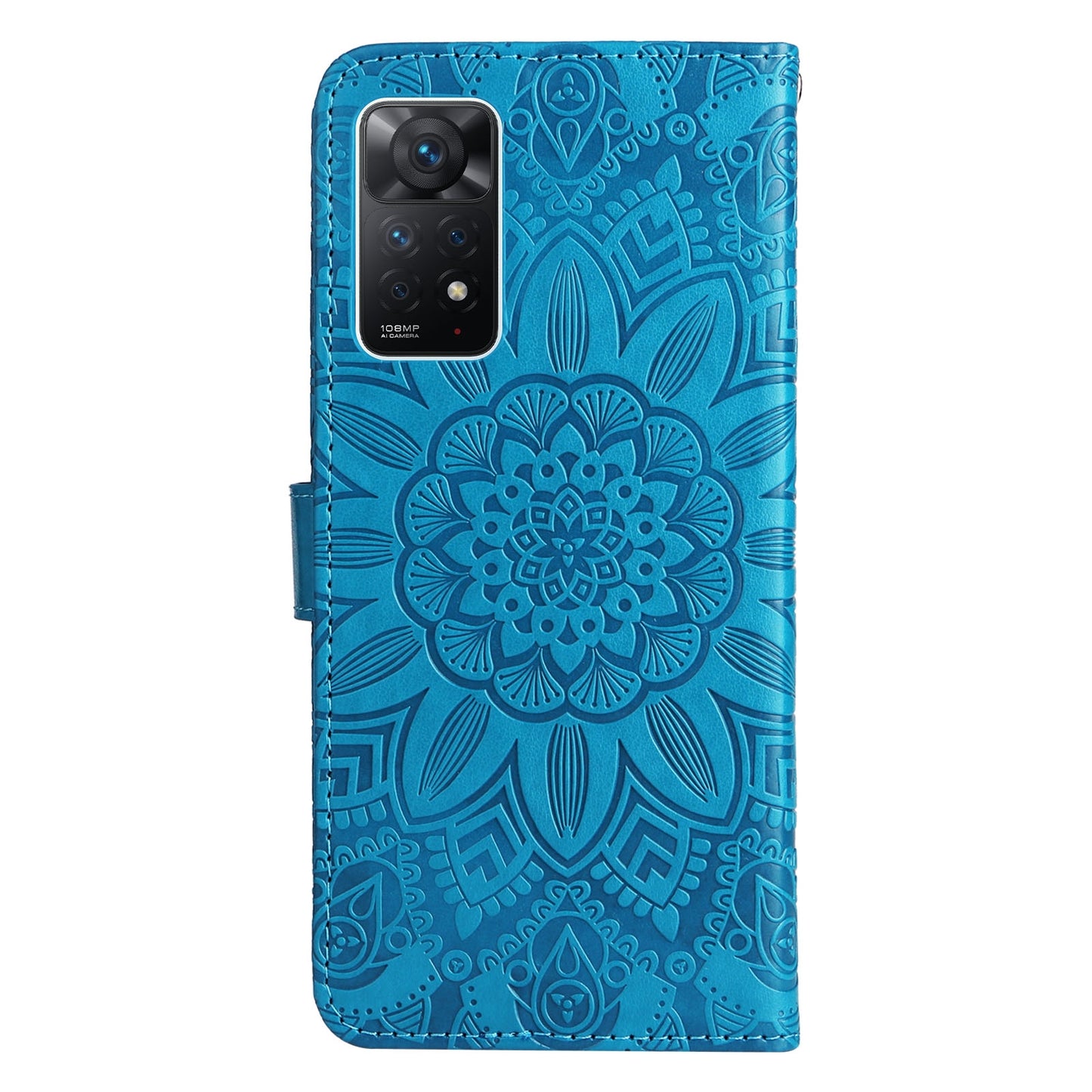 Xiaomi Redmi Note 11 Pro 4G Sunflower Embossed Leather Wallet Phone Case with Kickstand and Card Holder