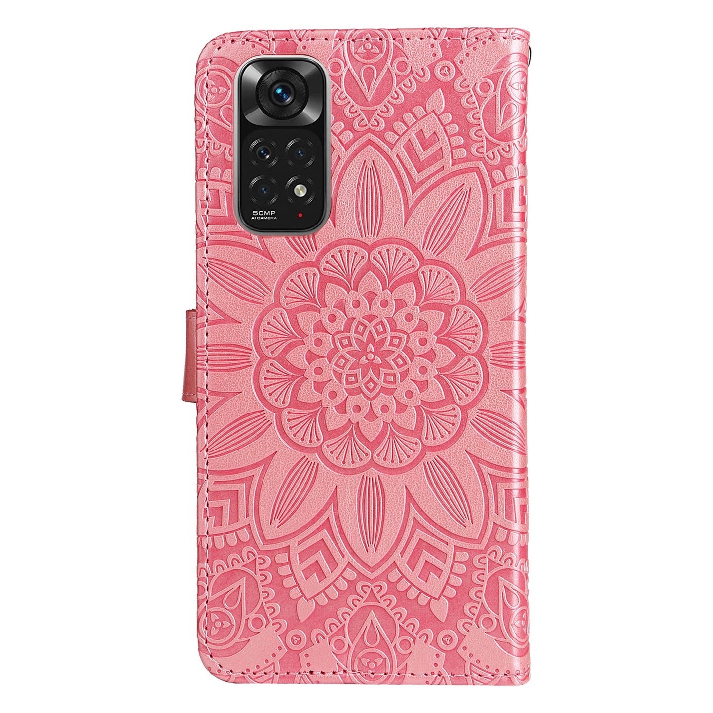 Xiaomi Redmi Note 11S Sunflower Embossed Leather Wallet Phone Case with Kickstand and Card Holder