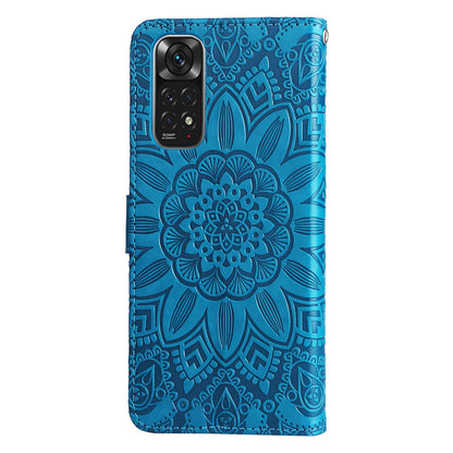 Xiaomi Redmi Note 11S Sunflower Embossed Leather Wallet Phone Case with Kickstand and Card Holder