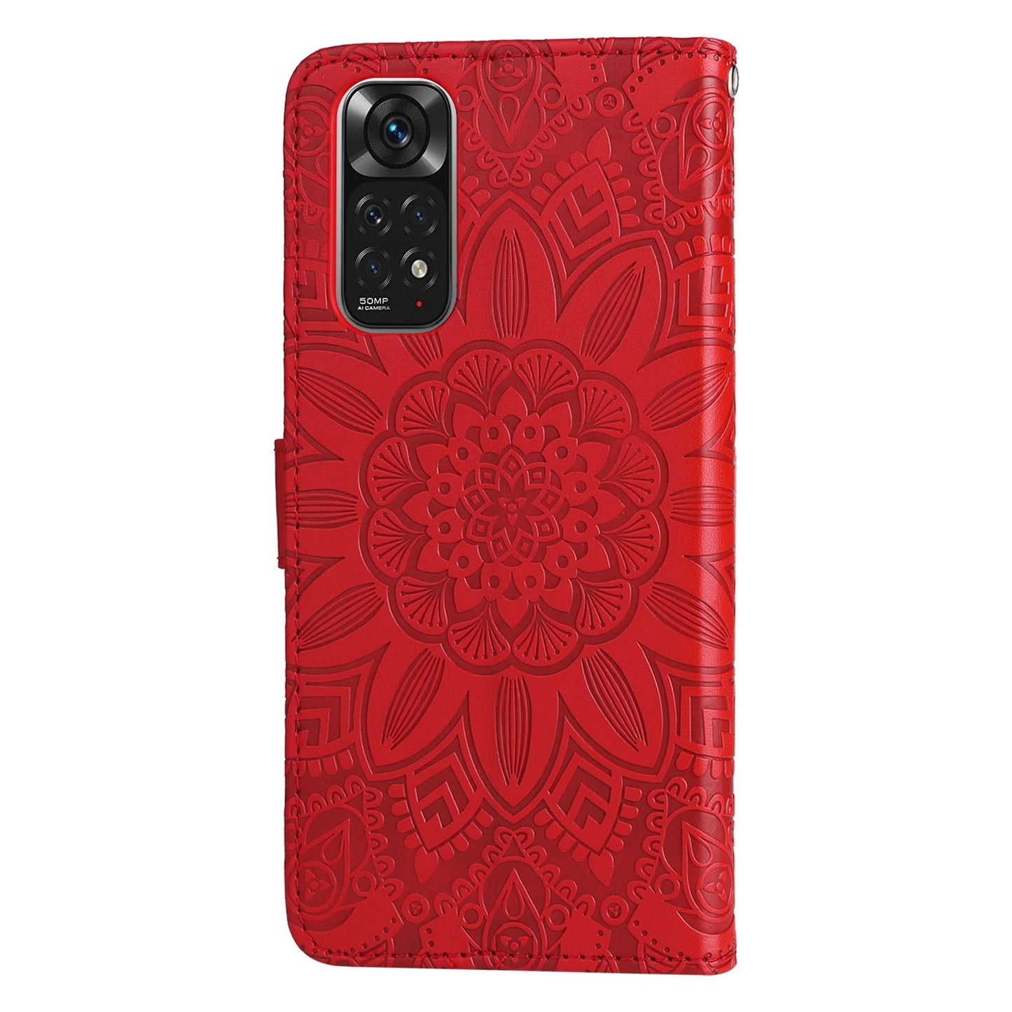 Xiaomi Redmi Note 11S Sunflower Embossed Leather Wallet Phone Case with Kickstand and Card Holder