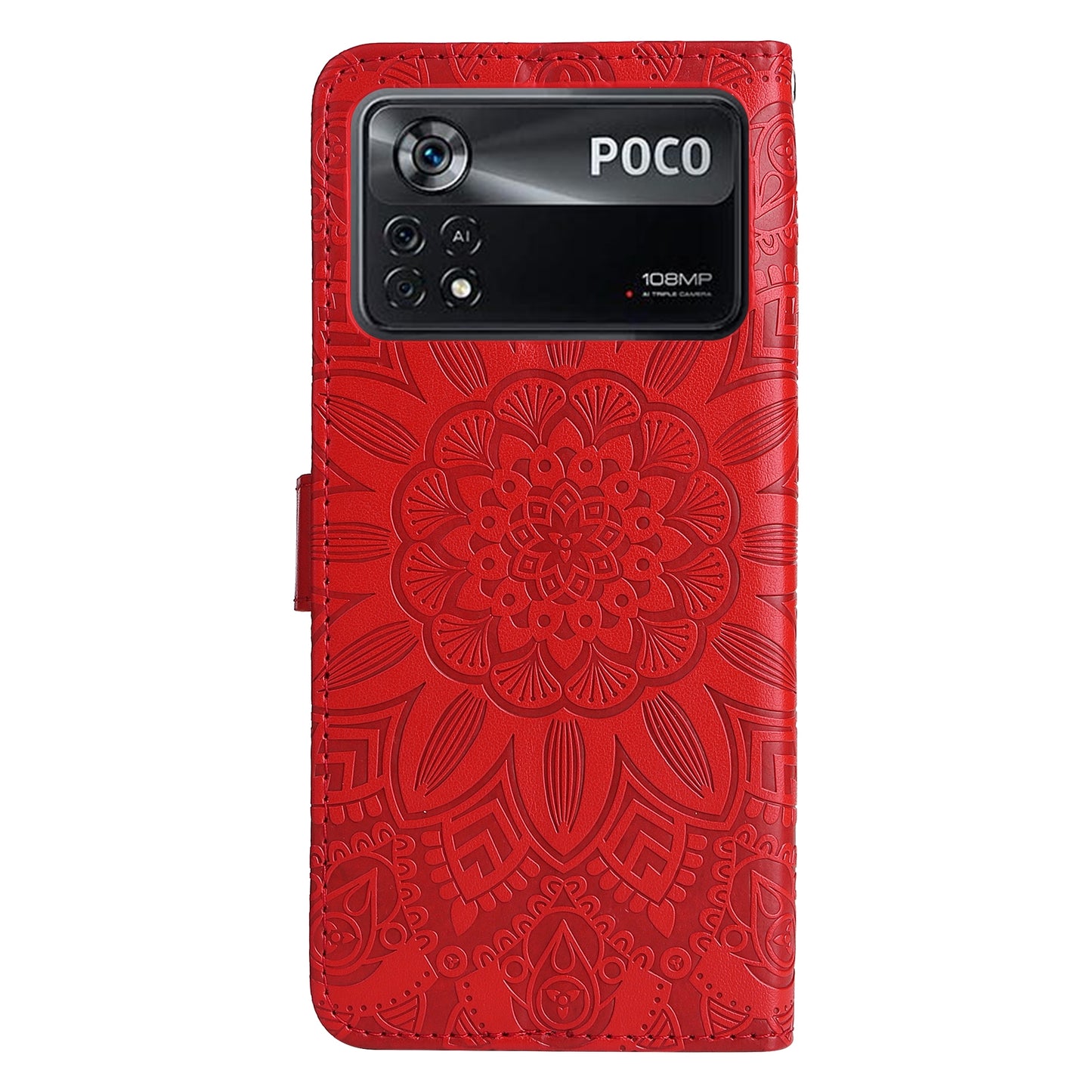 Xiaomi Poco X4 Pro 5G Sunflower Embossed Leather Wallet Phone Case with Kickstand and Card Holder