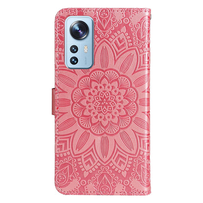 Xiaomi 12 Lite Sunflower Embossed Leather Wallet Phone Case with Kickstand and Card Holder