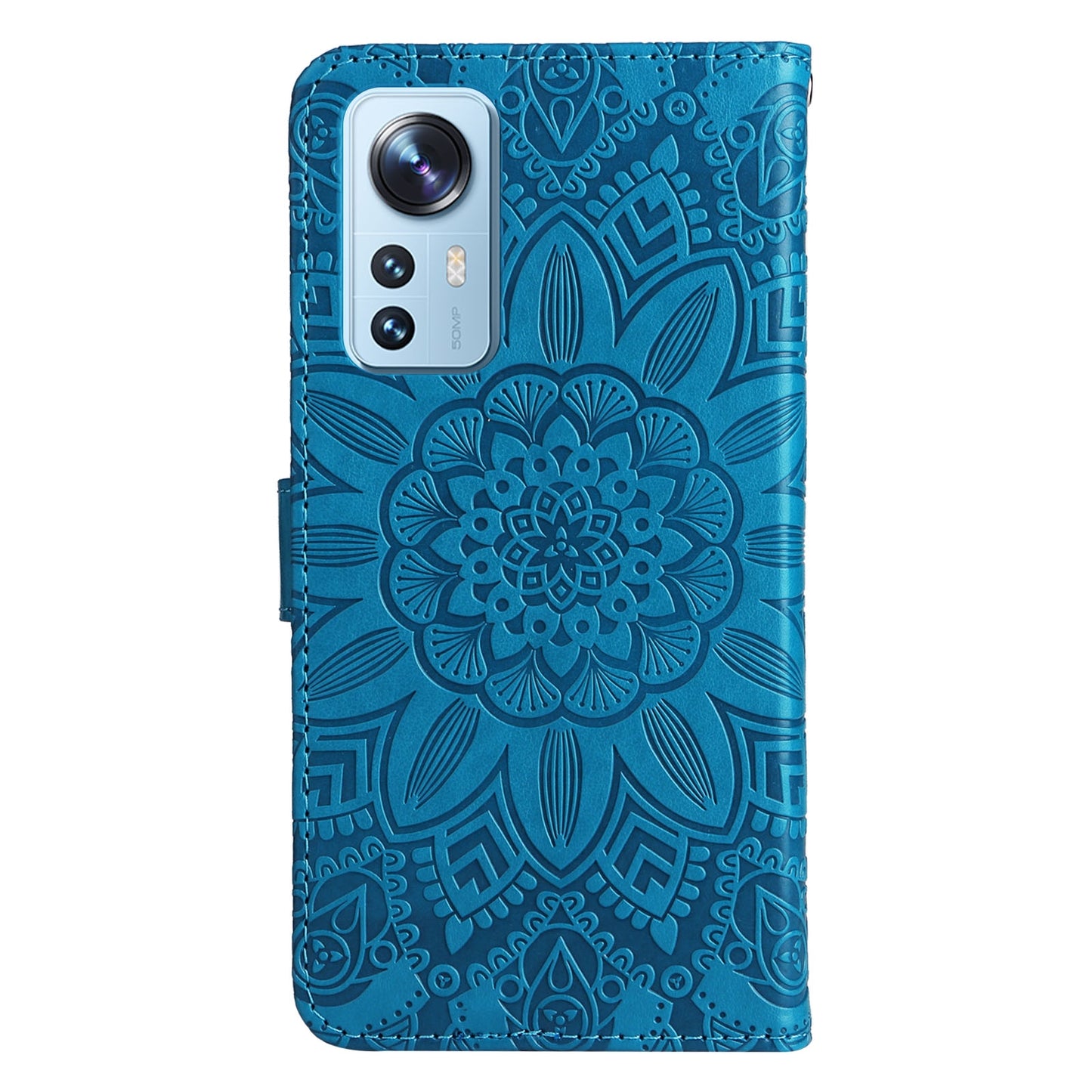 Xiaomi 12 Lite Sunflower Embossed Leather Wallet Phone Case with Kickstand and Card Holder