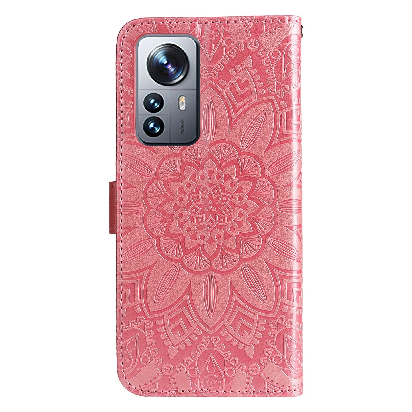 Xiaomi 12 Pro Sunflower Embossed Leather Wallet Phone Case with Kickstand and Card Holder