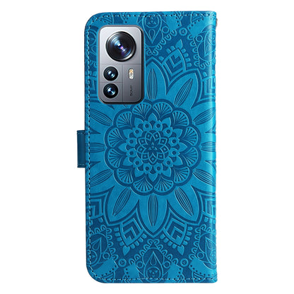 Xiaomi 12 Pro Sunflower Embossed Leather Wallet Phone Case with Kickstand and Card Holder