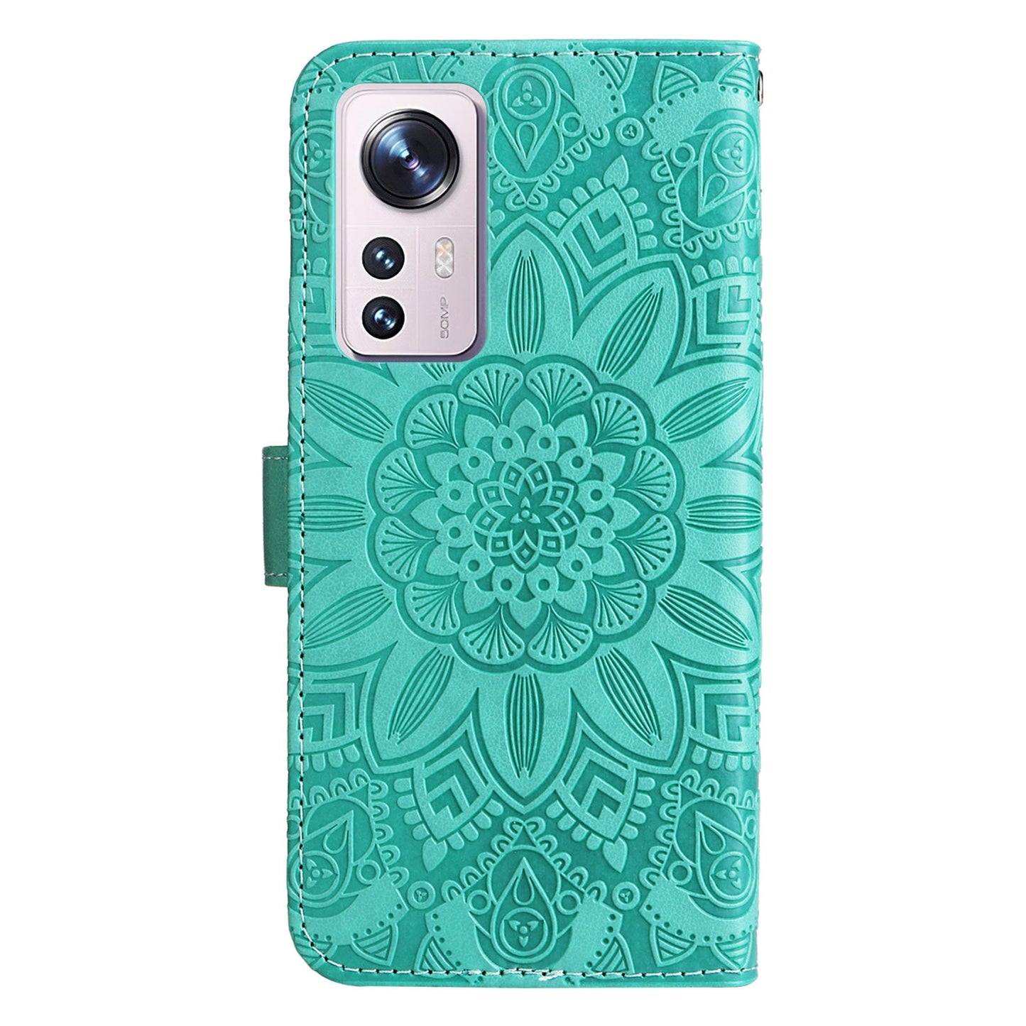 Xiaomi 12 Sunflower Embossed Leather Wallet Phone Case with Kickstand and Card Holder