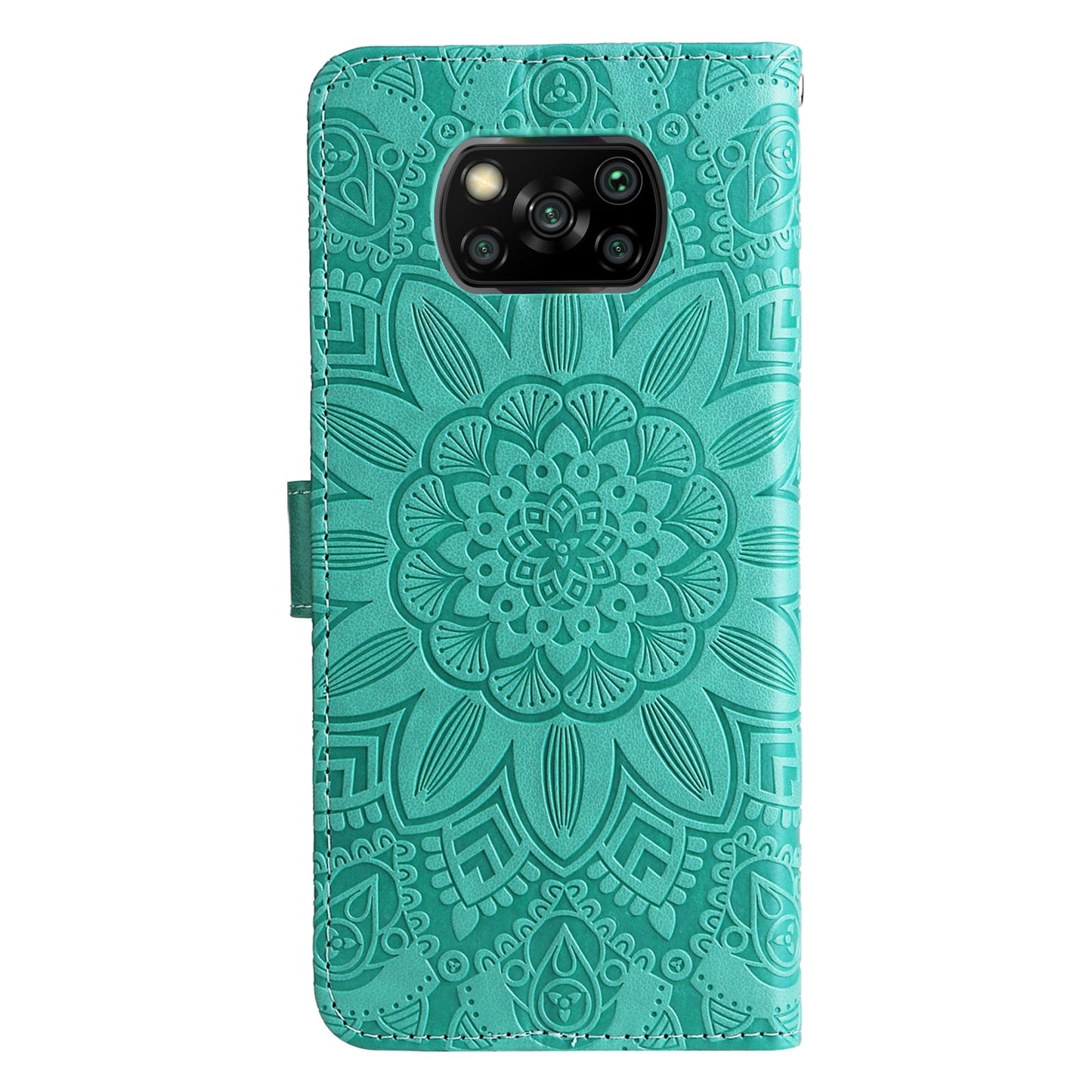 Xiaomi Poco X3 NFC Sunflower Embossed Leather Wallet Phone Case with Kickstand and Card Holder