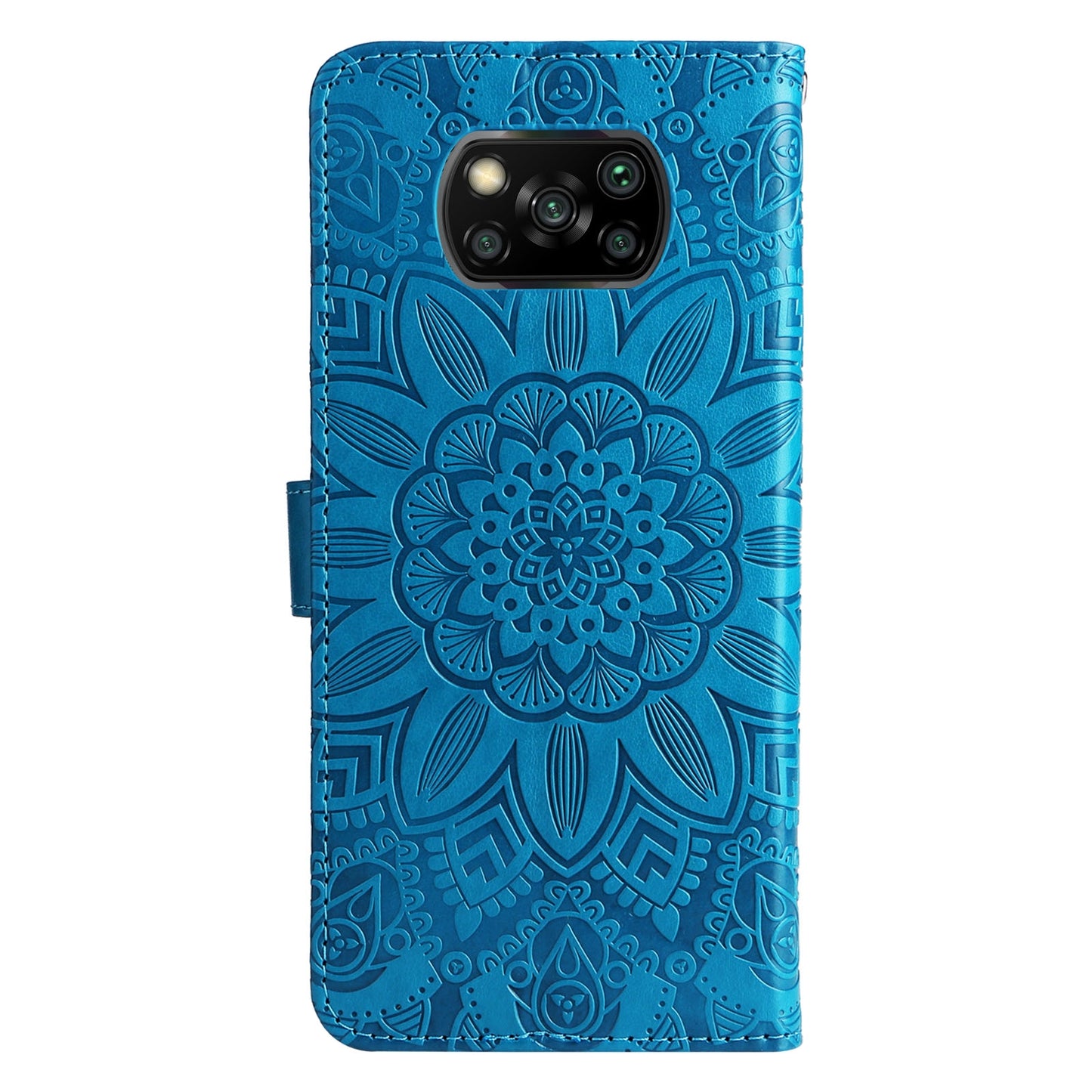 Xiaomi Poco X3 NFC Sunflower Embossed Leather Wallet Phone Case with Kickstand and Card Holder