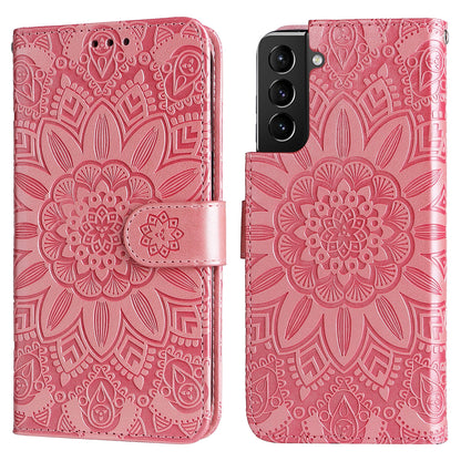 Samsung Galaxy S21+ 5G Sunflower Embossed Leather Wallet Phone Case with Kickstand and Card Holder