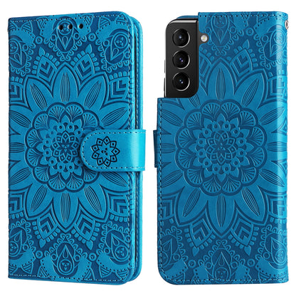 Samsung Galaxy S21+ 5G Sunflower Embossed Leather Wallet Phone Case with Kickstand and Card Holder