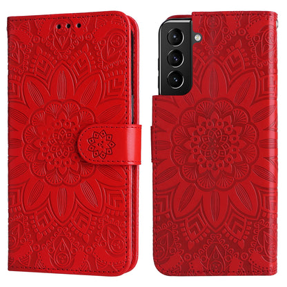 Samsung Galaxy S21+ 5G Sunflower Embossed Leather Wallet Phone Case with Kickstand and Card Holder