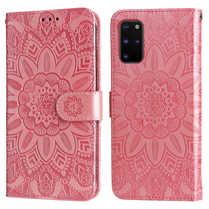 Samsung Galaxy S20+ Sunflower Embossed Leather Wallet Phone Case with Kickstand and Card Holder