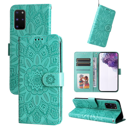 Samsung Galaxy S20+ Sunflower Embossed Leather Wallet Phone Case with Kickstand and Card Holder