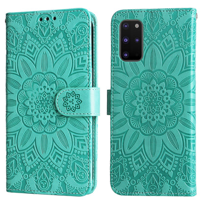 Samsung Galaxy S20+ Sunflower Embossed Leather Wallet Phone Case with Kickstand and Card Holder