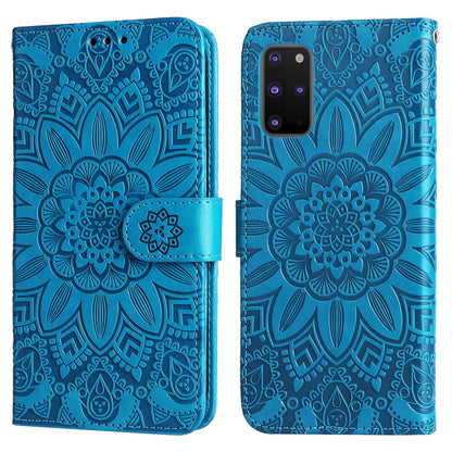 Samsung Galaxy S20+ Sunflower Embossed Leather Wallet Phone Case with Kickstand and Card Holder