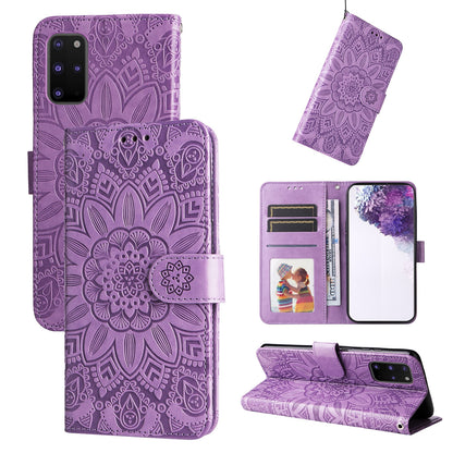 Samsung Galaxy S20+ Sunflower Embossed Leather Wallet Phone Case with Kickstand and Card Holder