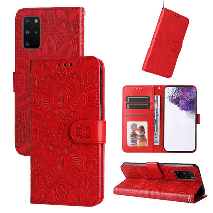 Samsung Galaxy S20+ Sunflower Embossed Leather Wallet Phone Case with Kickstand and Card Holder