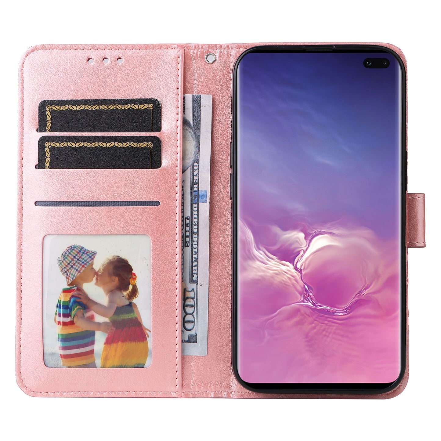 Samsung Galaxy S10 Sunflower Embossed Leather Wallet Phone Case with Kickstand and Card Holder